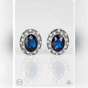 East Side Etiquette Blue CLIP-ON Earrings Silver 💙